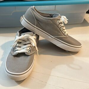Vans Off The Wall Womens Canvas Low Top Skate Shoe Size 8 Grey White Lace up